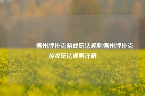 🥉德州牌扑克游戏玩法规则德州牌扑克游戏玩法规则详解