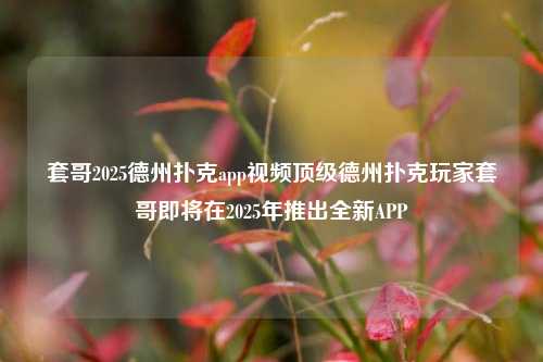 套哥2025德州扑克app视频顶级德州扑克玩家套哥即将在2025年推出全新APP