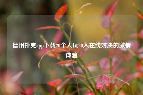 德州扑克app下载20个人玩20人在线对决的激情体验