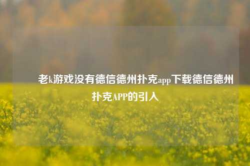 ✌️老k游戏没有德信德州扑克app下载德信德州扑克APP的引入