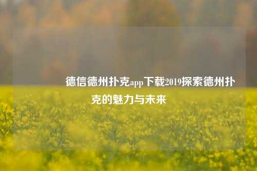 👍德信德州扑克app下载2019探索德州扑克的魅力与未来