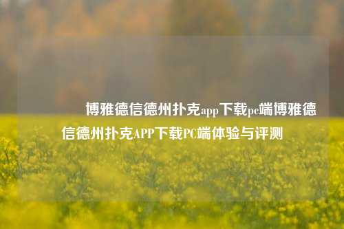 👍博雅德信德州扑克app下载pc端博雅德信德州扑克APP下载PC端体验与评测