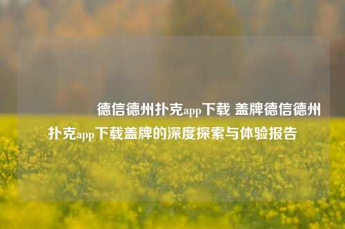 🎖️德信德州扑克app下载 盖牌德信德州扑克app下载盖牌的深度探索与体验报告
