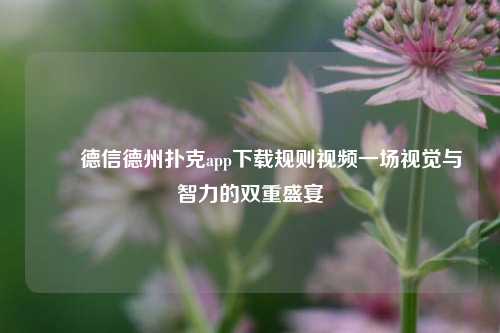✌️德信德州扑克app下载规则视频一场视觉与智力的双重盛宴