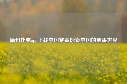 德州扑克app下载中国赛事探索中国的赛事世界