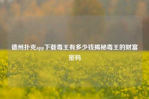 德州扑克app下载毒王有多少钱揭秘毒王的财富密码