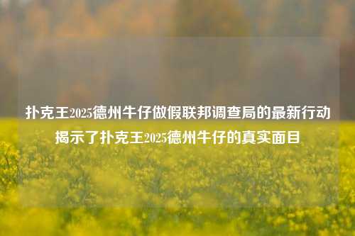 扑克王2025德州牛仔做假联邦调查局的最新行动揭示了扑克王2025德州牛仔的真实面目