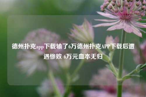 德州扑克app下载输了6万德州扑克APP下载后遭遇惨败 6万元血本无归