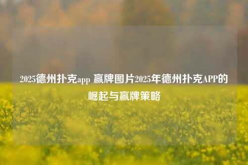 2025德州扑克app 赢牌图片2025年德州扑克APP的崛起与赢牌策略