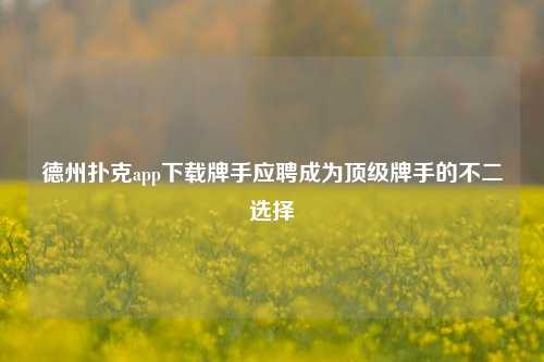 德州扑克app下载牌手应聘成为顶级牌手的不二选择