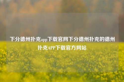 下分德州扑克app下载官网下分德州扑克的德州扑克APP下载官方网站