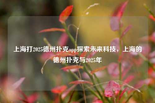 上海打2025德州扑克app探索未来科技，上海的德州扑克与2025年