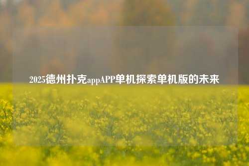 2025德州扑克appAPP单机探索单机版的未来