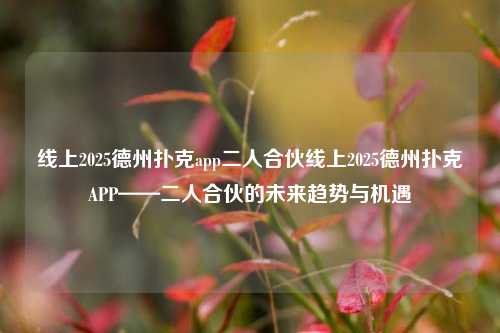 线上2025德州扑克app二人合伙线上2025德州扑克APP——二人合伙的未来趋势与机遇