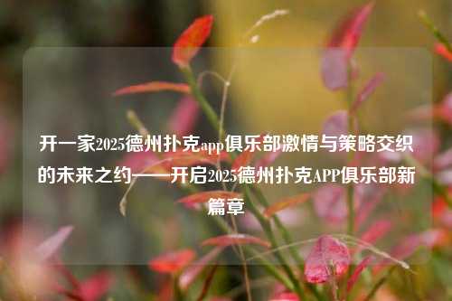 开一家2025德州扑克app俱乐部激情与策略交织的未来之约——开启2025德州扑克APP俱乐部新篇章