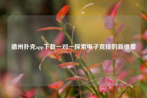 德州扑克app下载一对一探索电子竞技的新维度