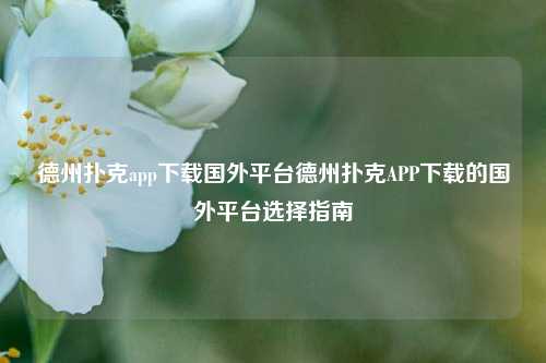 德州扑克app下载国外平台德州扑克APP下载的国外平台选择指南
