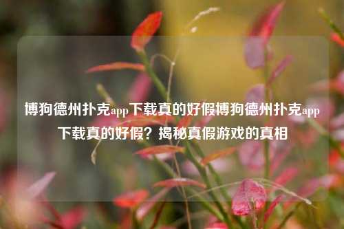 博狗德州扑克app下载真的好假博狗德州扑克app下载真的好假？揭秘真假游戏的真相
