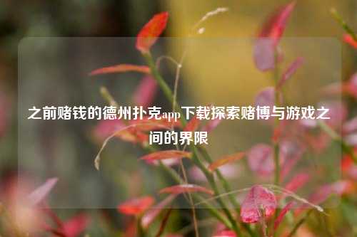 之前赌钱的德州扑克app下载探索赌博与游戏之间的界限