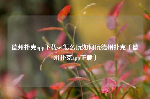 德州扑克app下载set怎么玩如何玩德州扑克（德州扑克app下载）