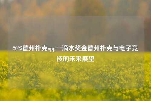 2025德州扑克app一滴水奖金德州扑克与电子竞技的未来展望