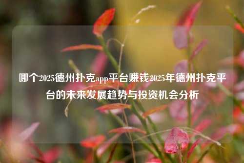 哪个2025德州扑克app平台赚钱2025年德州扑克平台的未来发展趋势与投资机会分析