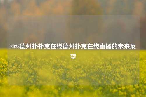 2025德州扑扑克在线德州扑克在线直播的未来展望