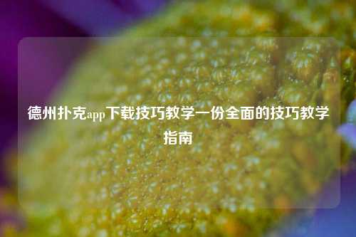 德州扑克app下载技巧教学一份全面的技巧教学指南