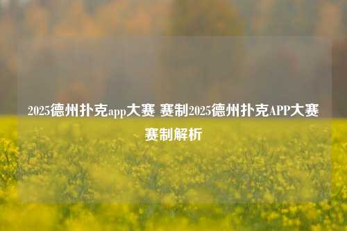 2025德州扑克app大赛 赛制2025德州扑克APP大赛赛制解析