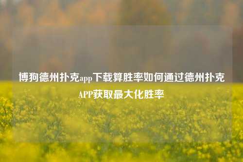 博狗德州扑克app下载算胜率如何通过德州扑克APP获取最大化胜率
