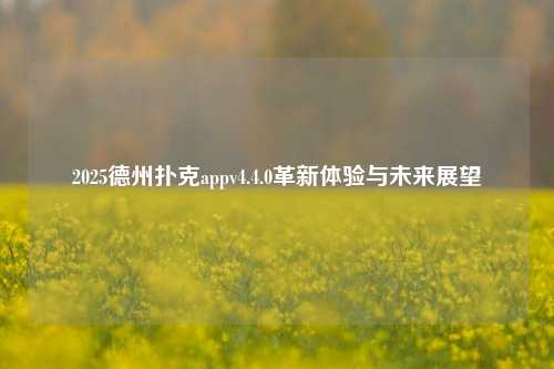 2025德州扑克appv4.4.0革新体验与未来展望