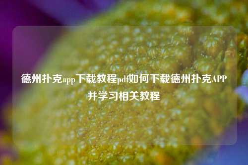 德州扑克app下载教程pdf如何下载德州扑克APP并学习相关教程