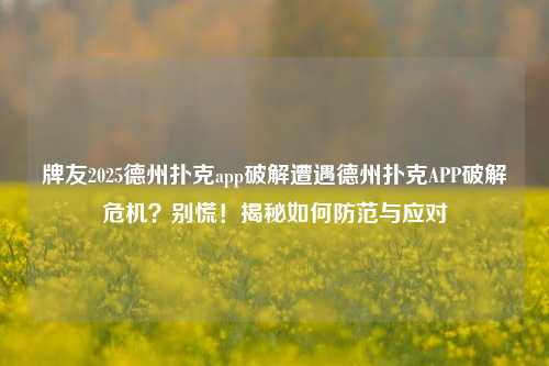 牌友2025德州扑克app破解遭遇德州扑克APP破解危机？别慌！揭秘如何防范与应对
