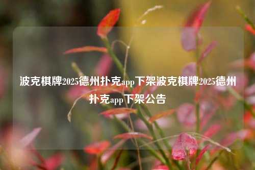 波克棋牌2025德州扑克app下架波克棋牌2025德州扑克app下架公告