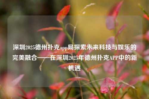 深圳2025德州扑克app局探索未来科技与娱乐的完美融合——在深圳2025年德州扑克APP中的新机遇
