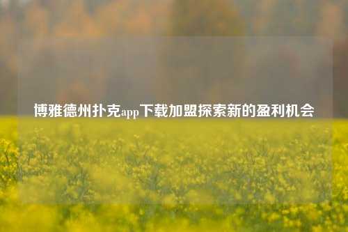博雅德州扑克app下载加盟探索新的盈利机会