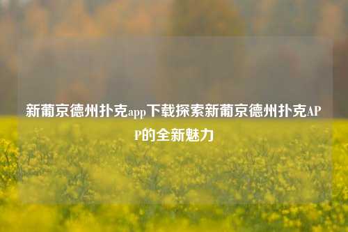 新葡京德州扑克app下载探索新葡京德州扑克APP的全新魅力