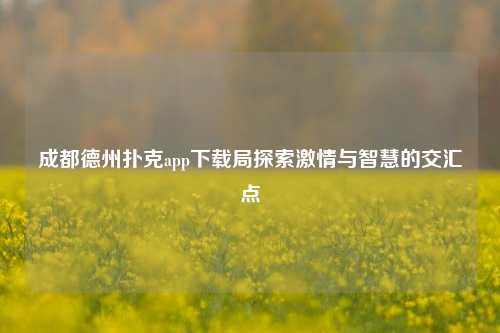 成都德州扑克app下载局探索激情与智慧的交汇点