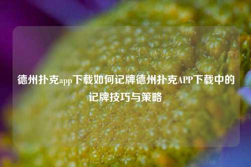 德州扑克app下载如何记牌德州扑克APP下载中的记牌技巧与策略