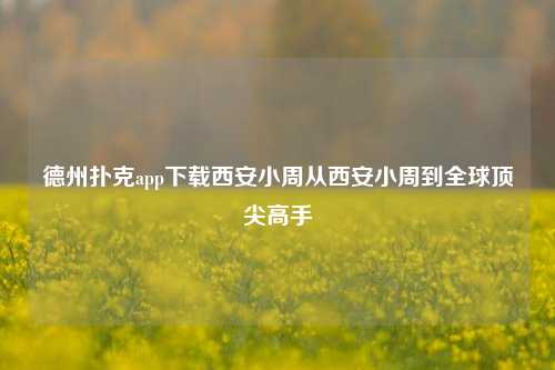 德州扑克app下载西安小周从西安小周到全球顶尖高手