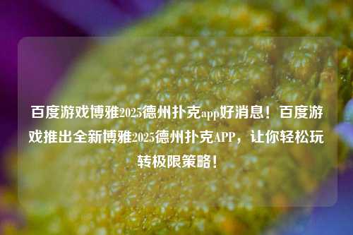 百度游戏博雅2025德州扑克app好消息！百度游戏推出全新博雅2025德州扑克APP，让你轻松玩转极限策略！