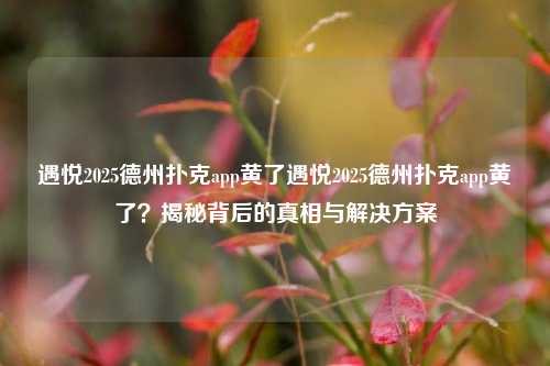 遇悦2025德州扑克app黄了遇悦2025德州扑克app黄了？揭秘背后的真相与解决方案