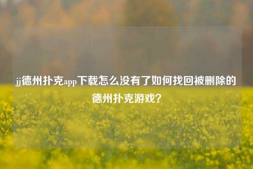 jj德州扑克app下载怎么没有了如何找回被删除的德州扑克游戏？