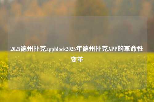 2025德州扑克appblock2025年德州扑克APP的革命性变革
