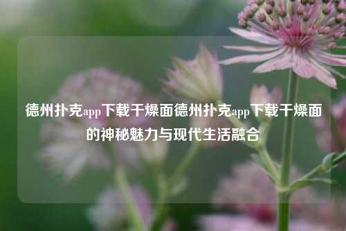 德州扑克app下载干燥面德州扑克app下载干燥面的神秘魅力与现代生活融合