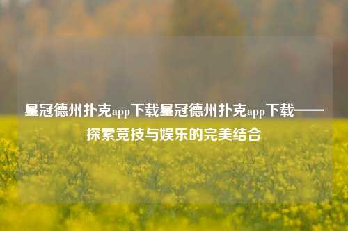 星冠德州扑克app下载星冠德州扑克app下载——探索竞技与娱乐的完美结合
