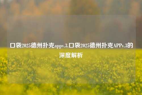 口袋2025德州扑克appv.3.口袋2025德州扑克APPv.3的深度解析