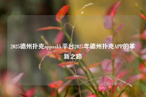 2025德州扑克appaakk平台2025年德州扑克APP的革新之路