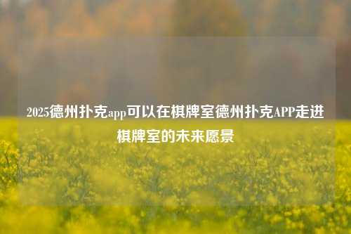 2025德州扑克app可以在棋牌室德州扑克APP走进棋牌室的未来愿景