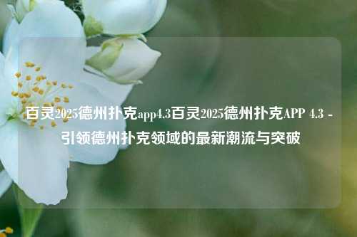 百灵2025德州扑克app4.3百灵2025德州扑克APP 4.3 - 引领德州扑克领域的最新潮流与突破